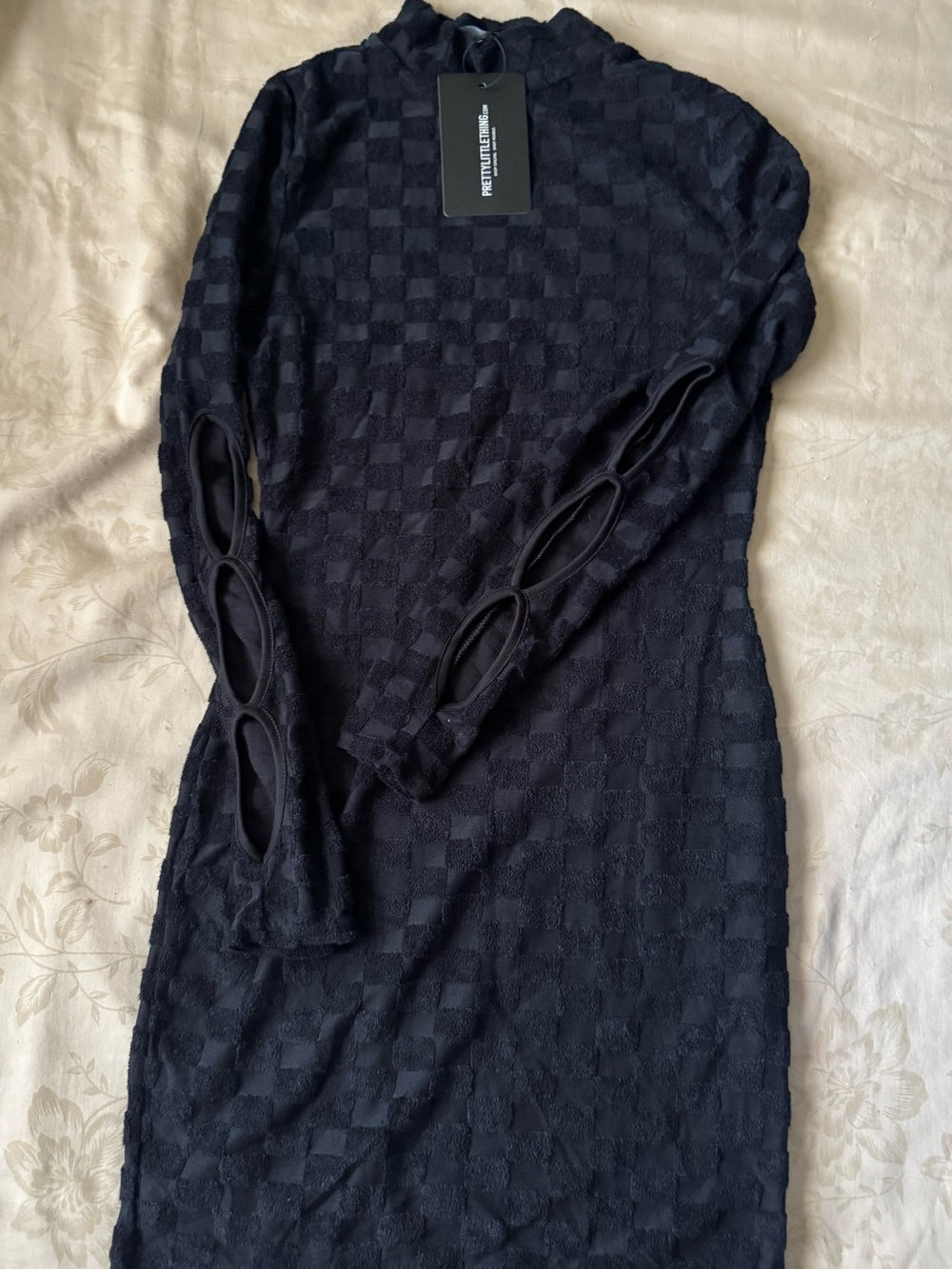 Black Textured Checker dress